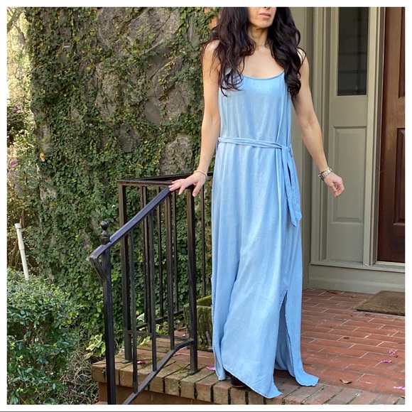 27 ✨MADE IN ITALY✨Sleeveless belted Jean maxi dress - Picture 6 of 6